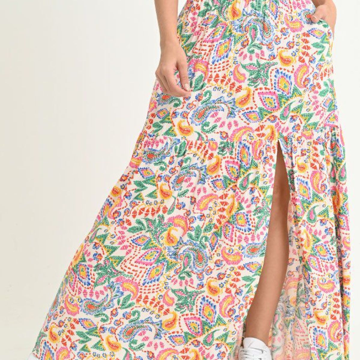 RAGGED - Falda larga abertura Blanco crudo Ragged