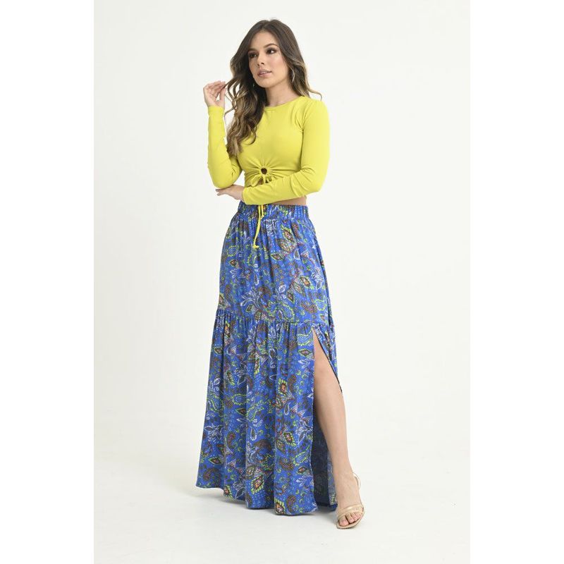 RAGGED - Falda larga abertura Azul rey Ragged