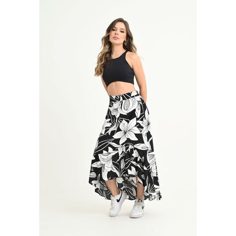 RAGGED - Falda lotus Negro Ragged