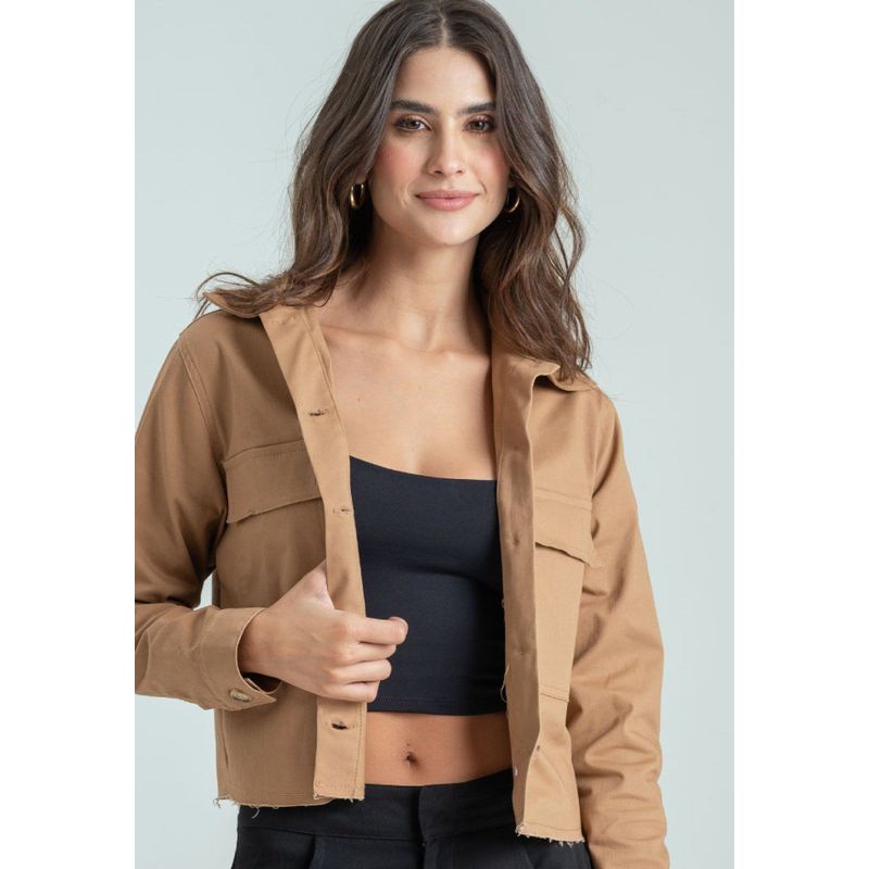 RAGGED - Chaqueta corta bolsillos Beige oscuro Ragged