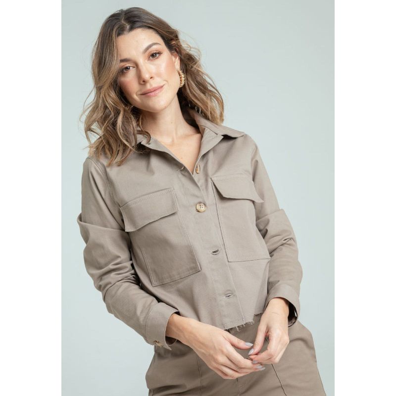 RAGGED - Chaqueta corta bolsillos Cafe taupe Ragged