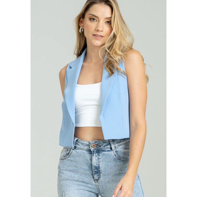 RAGGED - Chaleco corto solapa Azul claro Ragged