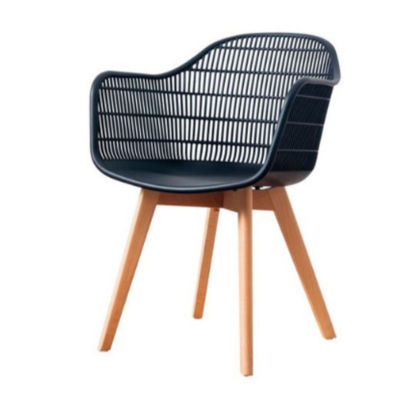 AKIVOY - Silla Para Comedor Negro Cistella Patas En Madera