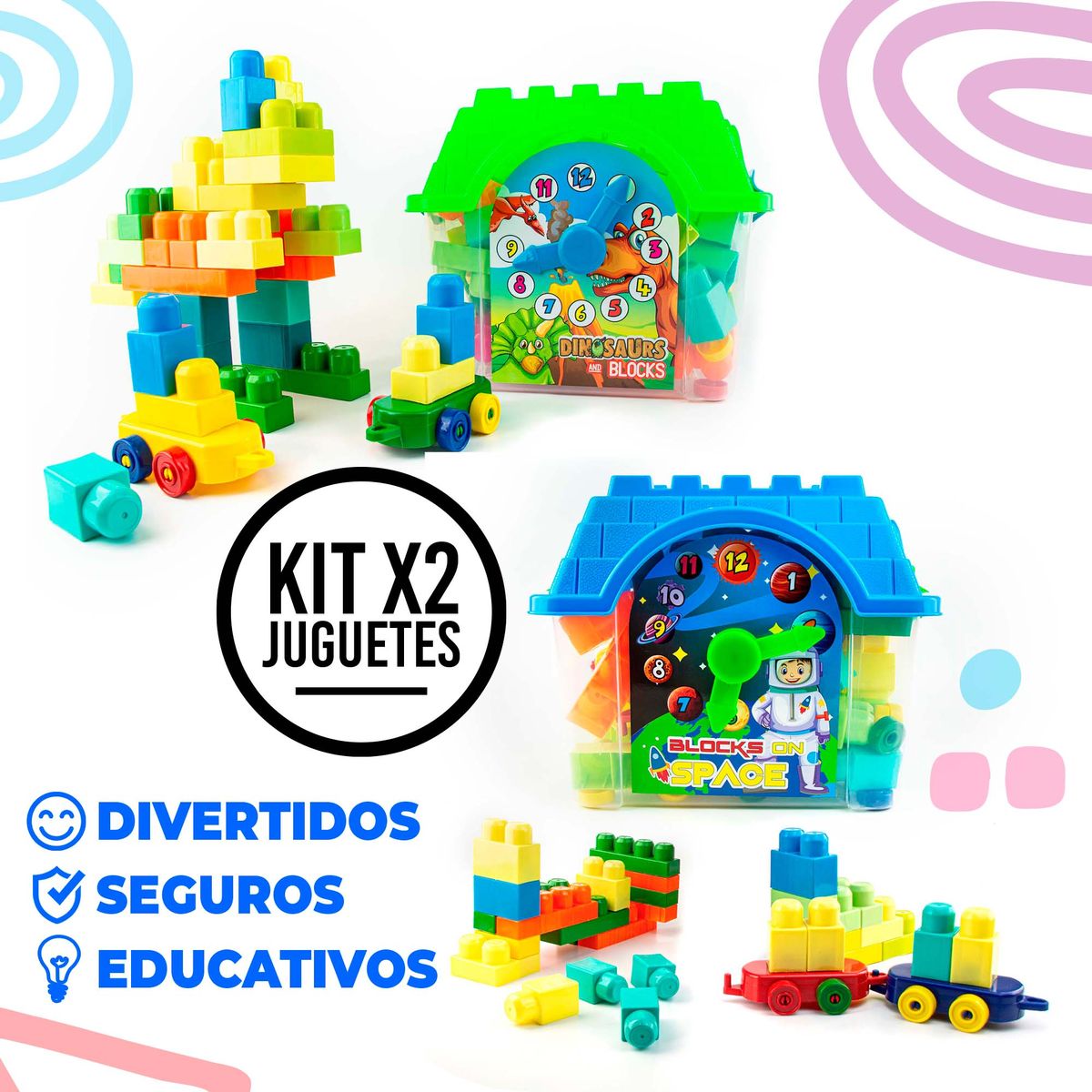 ENERGY PLUS - 2 Casas Didácticas 120 Pzas Bloques para construir aprender
