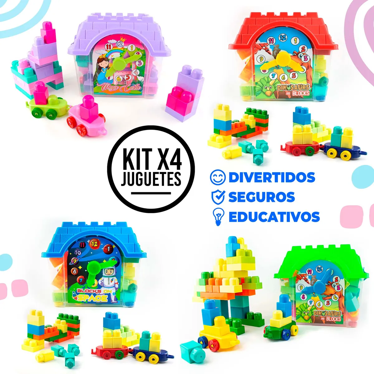 ENERGY PLUS - 4 Casas Didácticas 240 Pzas Bloques para construir aprender