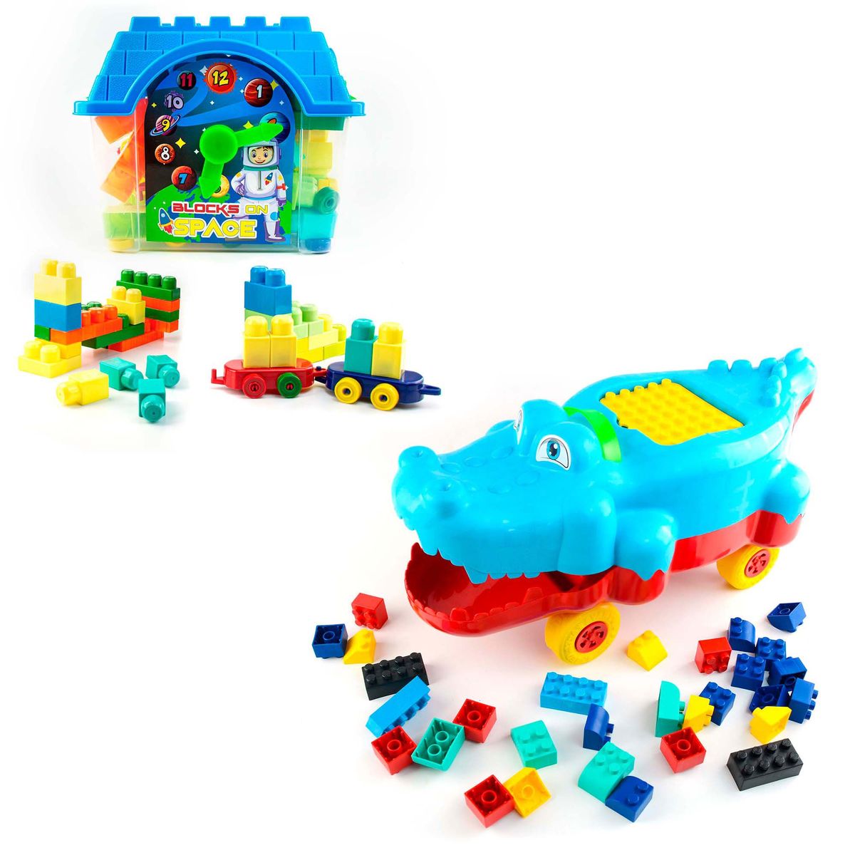 ENERGY PLUS - Set Creativo 90 Piezas Casa Armatodo + Cocodrilo motable