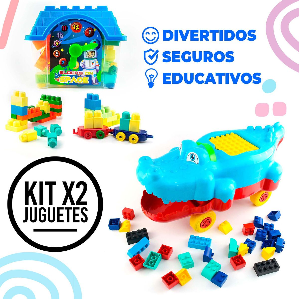 ENERGY PLUS - Set Creativo 90 Piezas Casa Armatodo + Cocodrilo motable