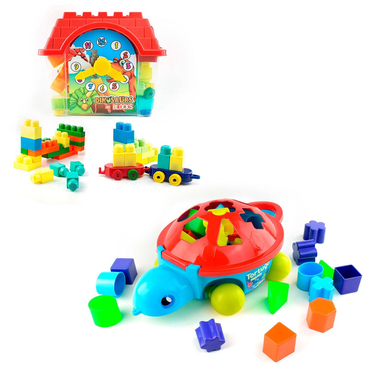 ENERGY PLUS - Bloques armatodo 80 Pzas Casa Didáctica + Tortuga Encajable