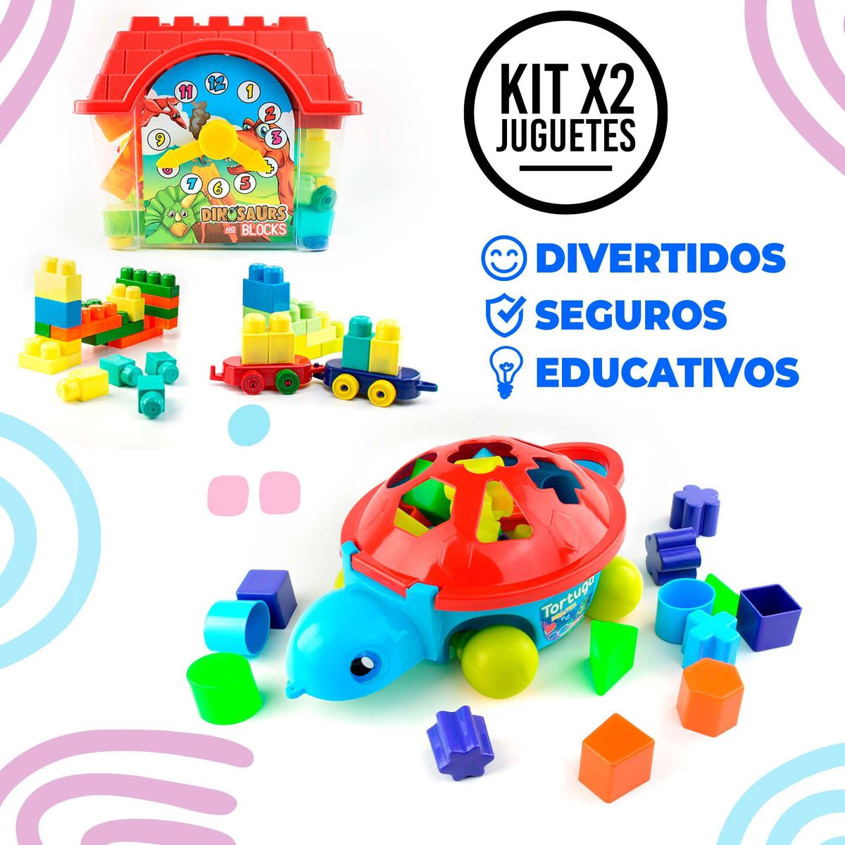 ENERGY PLUS - Bloques armatodo 80 Pzas Casa Didáctica + Tortuga Encajable