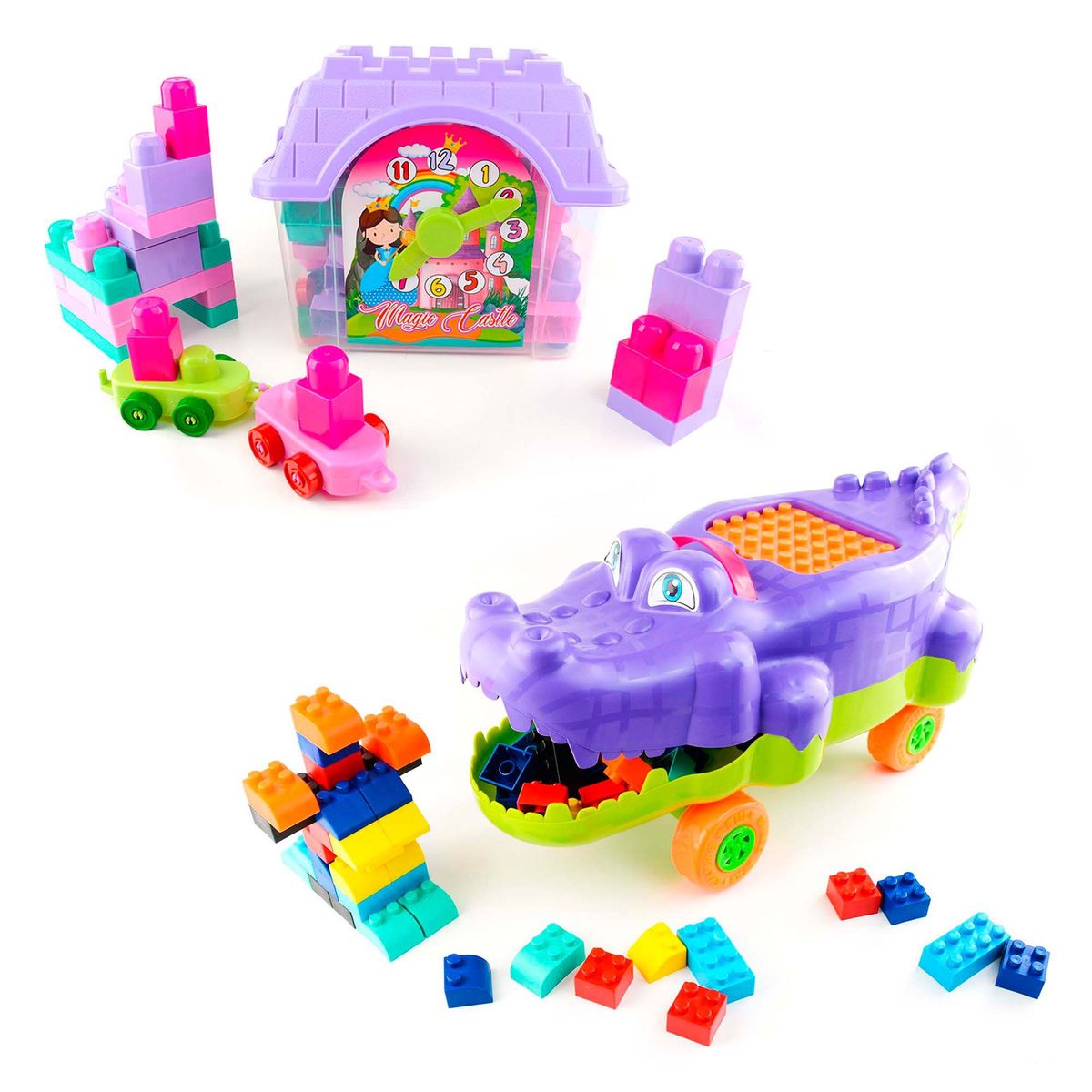 ENERGY PLUS - Bloques armatodo 90 Pzas Casa Didáctica + Cocodrilo Montable