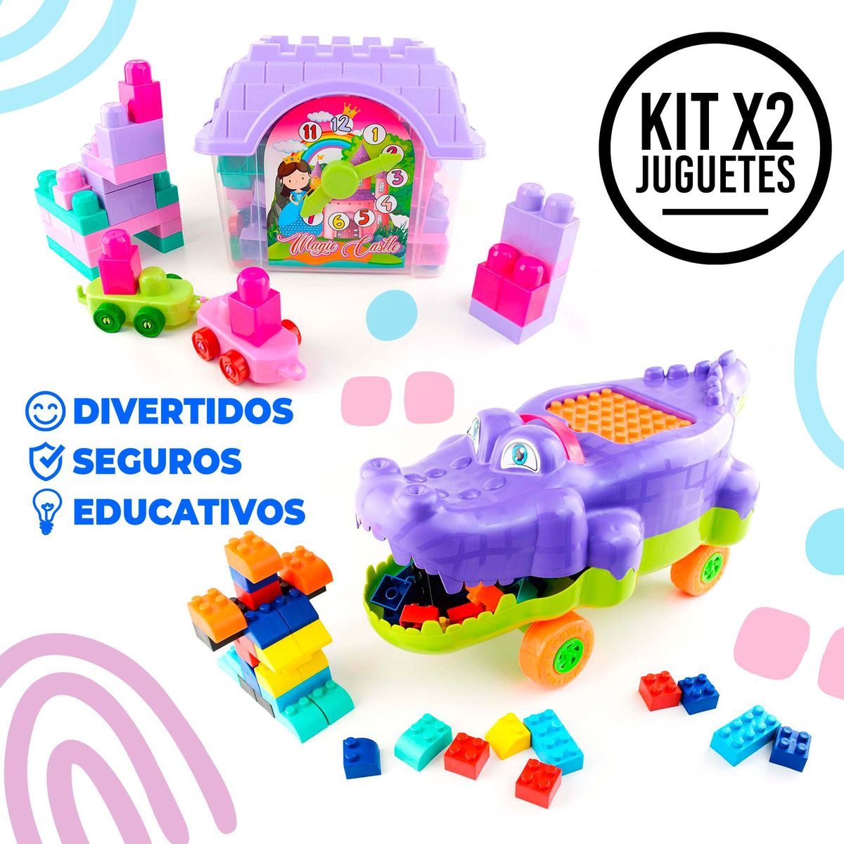 ENERGY PLUS - Bloques armatodo 90 Pzas Casa Didáctica + Cocodrilo Montable