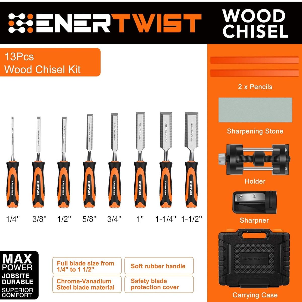 GENERICO - Kit Formones Cinceles D Madera 13 Piezas Enertwist Et-wcs-13