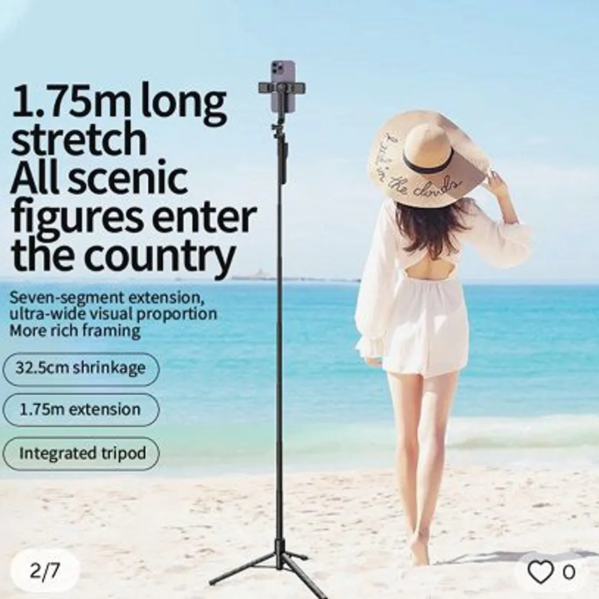 GENERICO - TRIPODE  PALO SELFIE  REF K28 ALTURA MAX 175CM