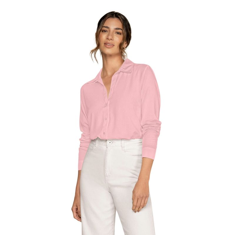 LEONISA - Blusa manga larga con cuello camisero y perilla funcional