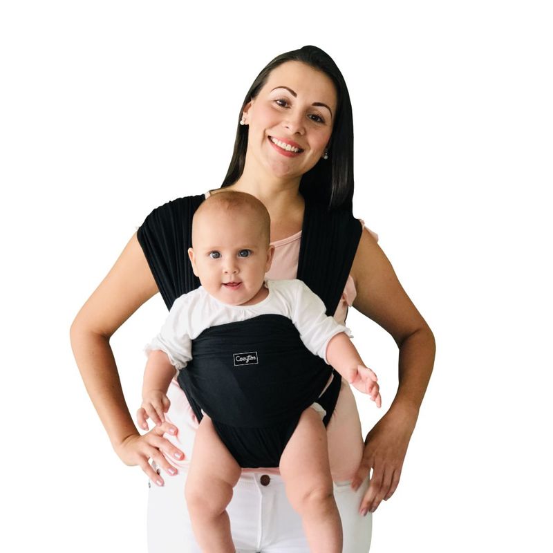 COZYTOS - Fular y Porta Bebe -PREARMADO -Negro talla M- Cargador Porta