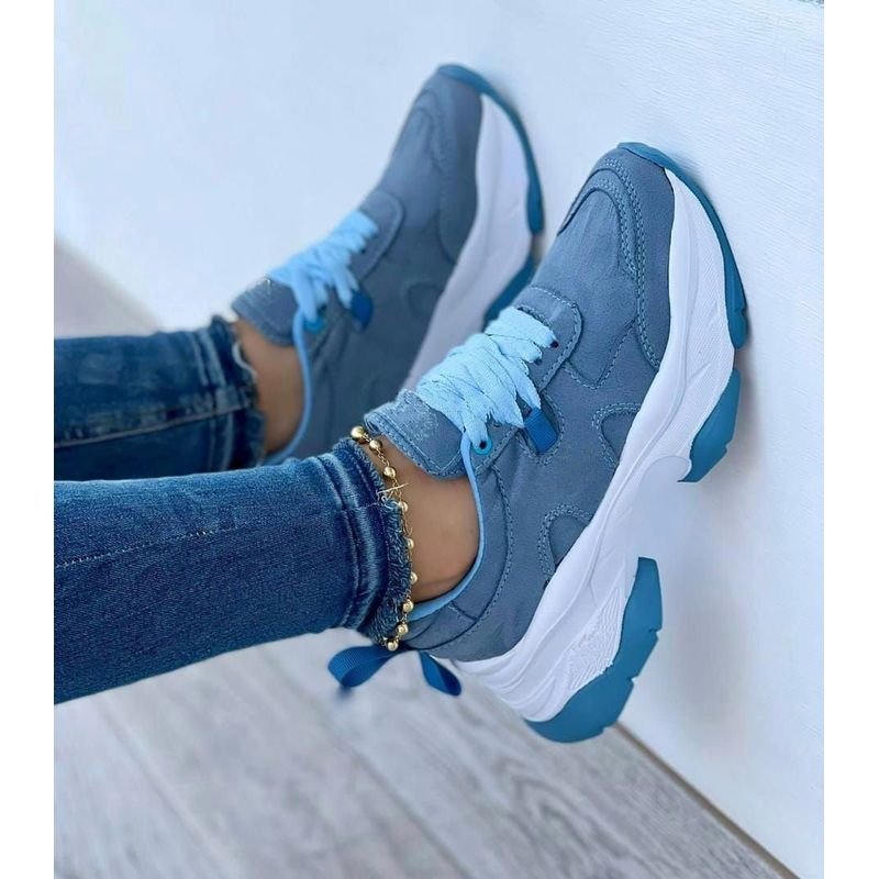GENERICO - Tenis Azul Bellos Dama Zapatillas Zapatos Mujer Lindos Moda Casual_.