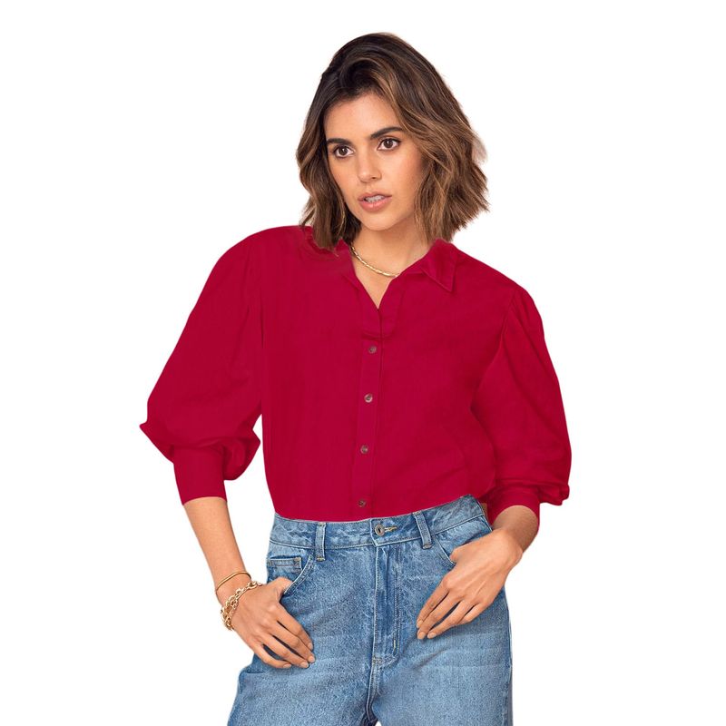 LEONISA - Blusa manga 34 con perilla funcional y recogido en hombros