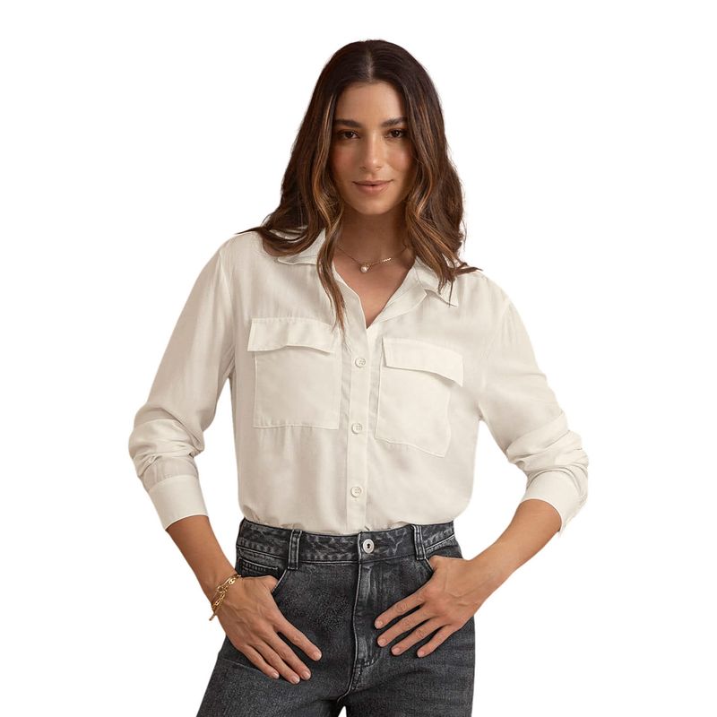 LEONISA - Camisa manga larga con perilla y bolsillos funcionales
