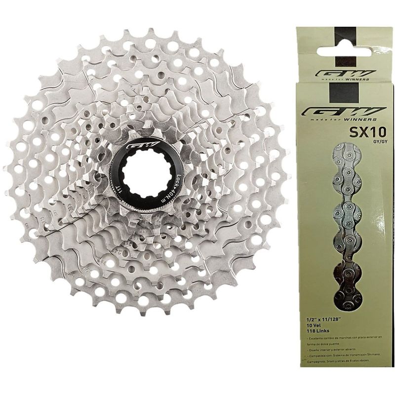 GW - Pacha Cadenilla Bicicleta Gw 11-36 10v SX10 Cassette Mtb Com