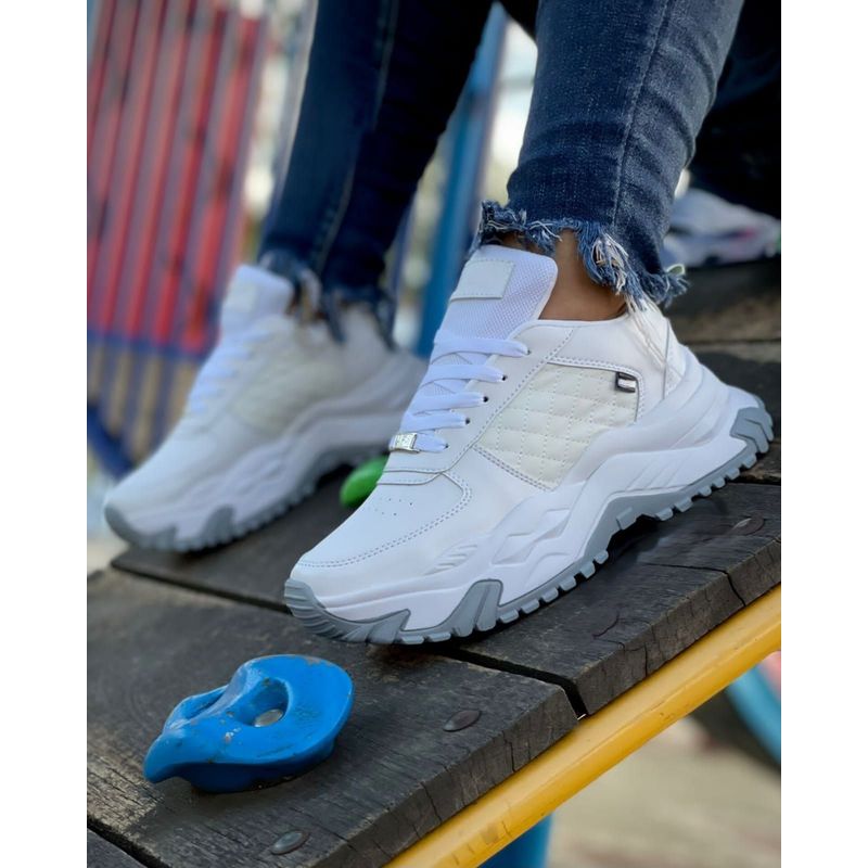 GENERICO - Tenis Blanco Gris Zapatillas Zapatos Mujer Lindos Moda Casual