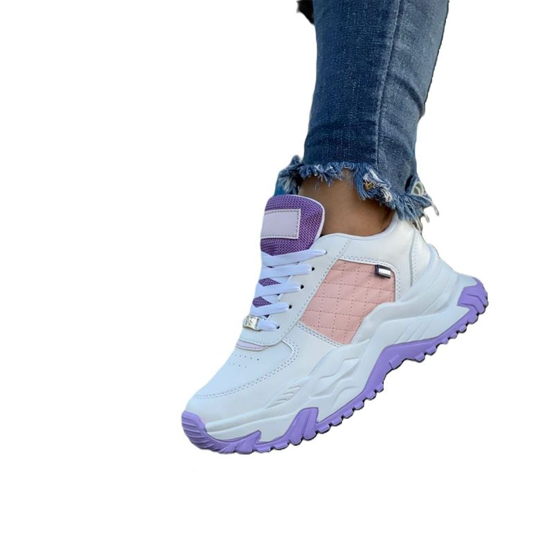 GENERICO - TenisBlanco Rosa-Lila Zapatillas Zapatos Mujer Lindos Moda Casual