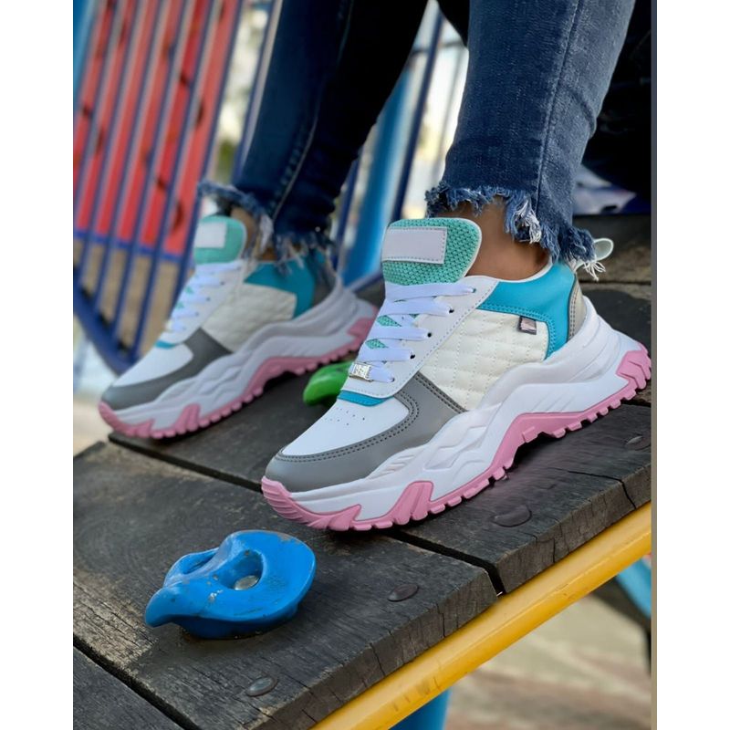 GENERICO - Tenis Blanco Multicolor Dama Zapatillas Zapatos Mujer Lindos Moda