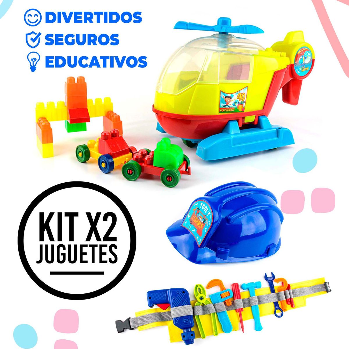 ENERGY PLUS - Kit Juguetes x2 Helicóptero + Juego Herramientas Cinturón