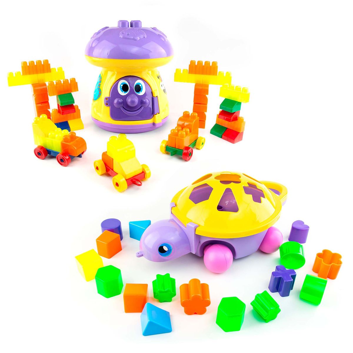 ENERGY PLUS - Hongo + Tortuga didáctico Crear Aprender y Encajar 80 Pzas