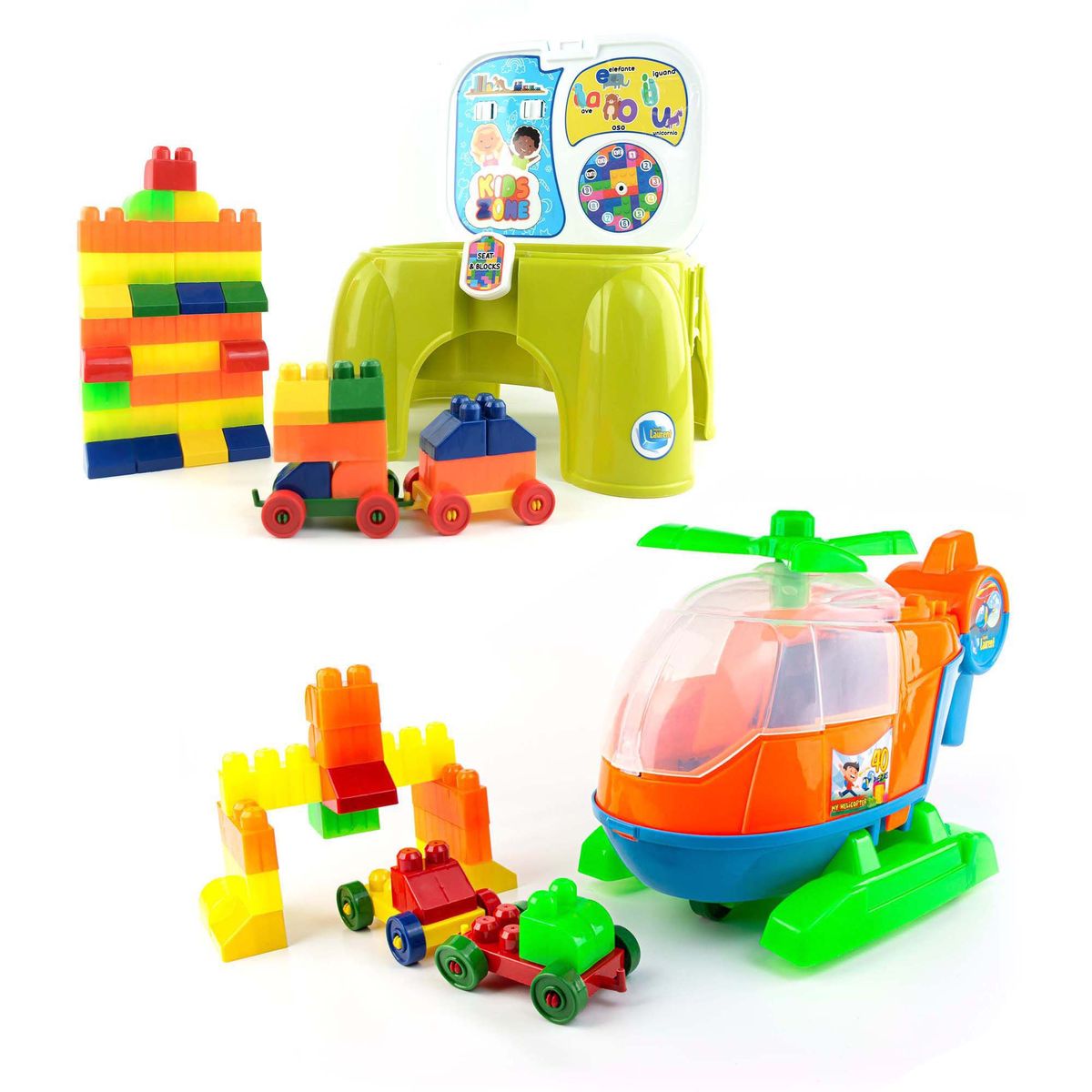 ENERGY PLUS - Pack Creativo Silla Didáctica 60 Pzas+ Helicóptero Infantil