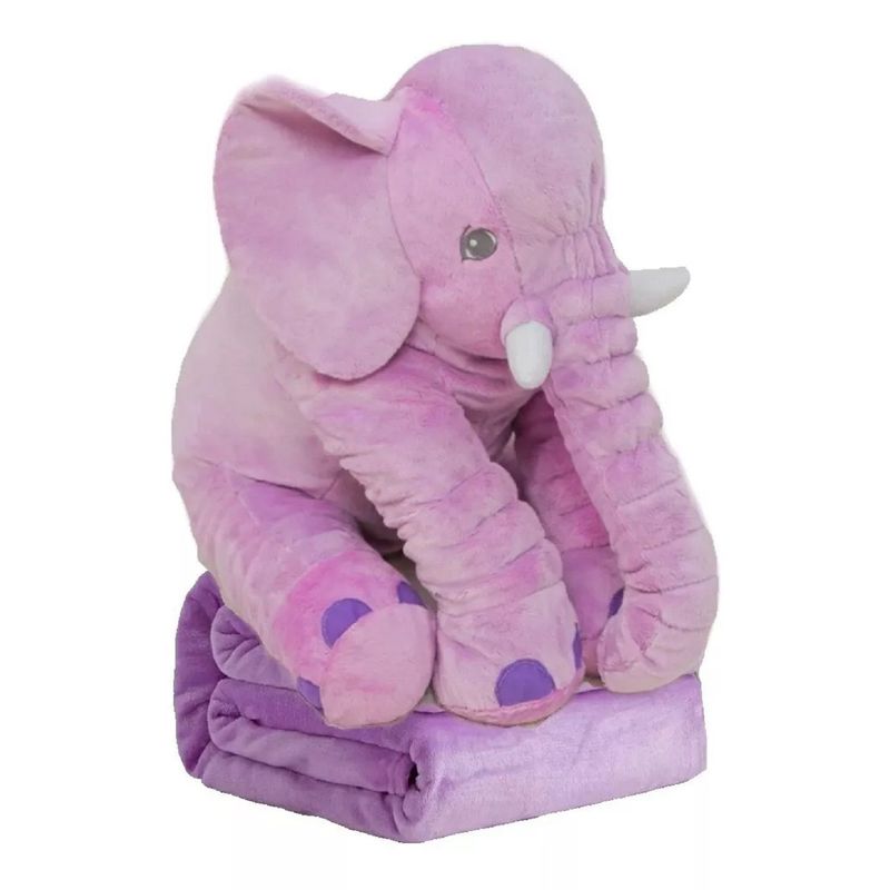 BEBESITOS - Elefante almohada + Cobija Abrazadora Bebe 60 cm Púrpura