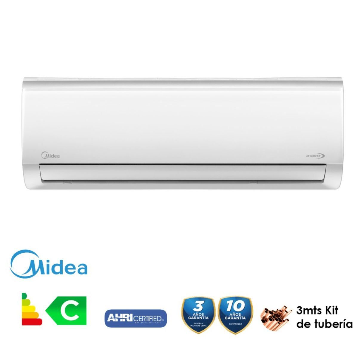 MIDEA - Aire Acondicionado Mini Split Silk Inverter 12000 BTU, Frío, 220v