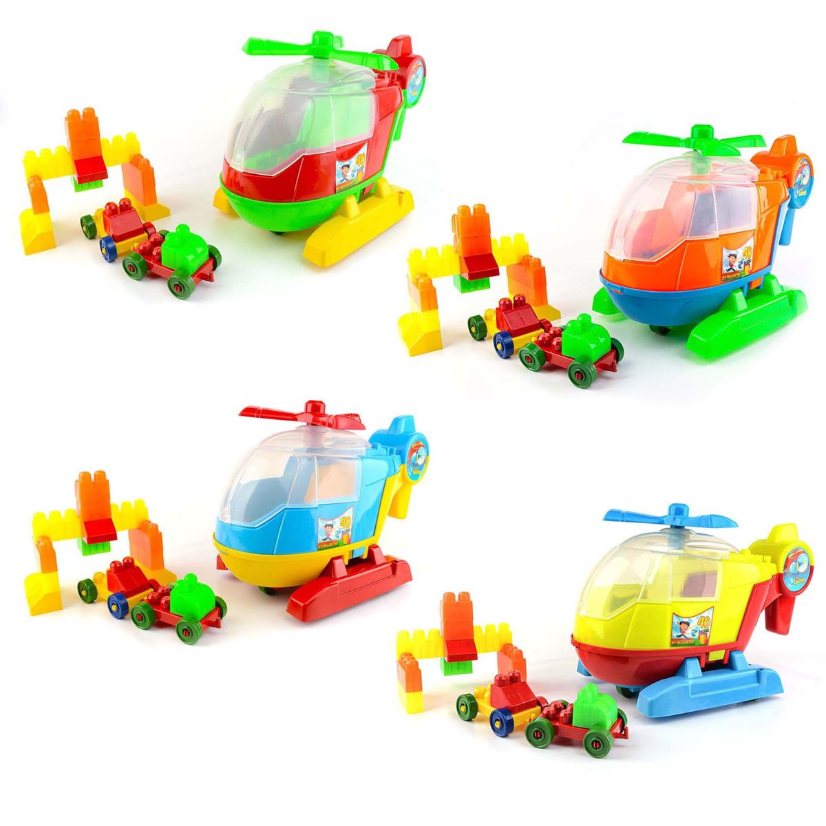 ENERGY PLUS - Kit x4 Helicópteros Didácticos Juguete creativo Infantil