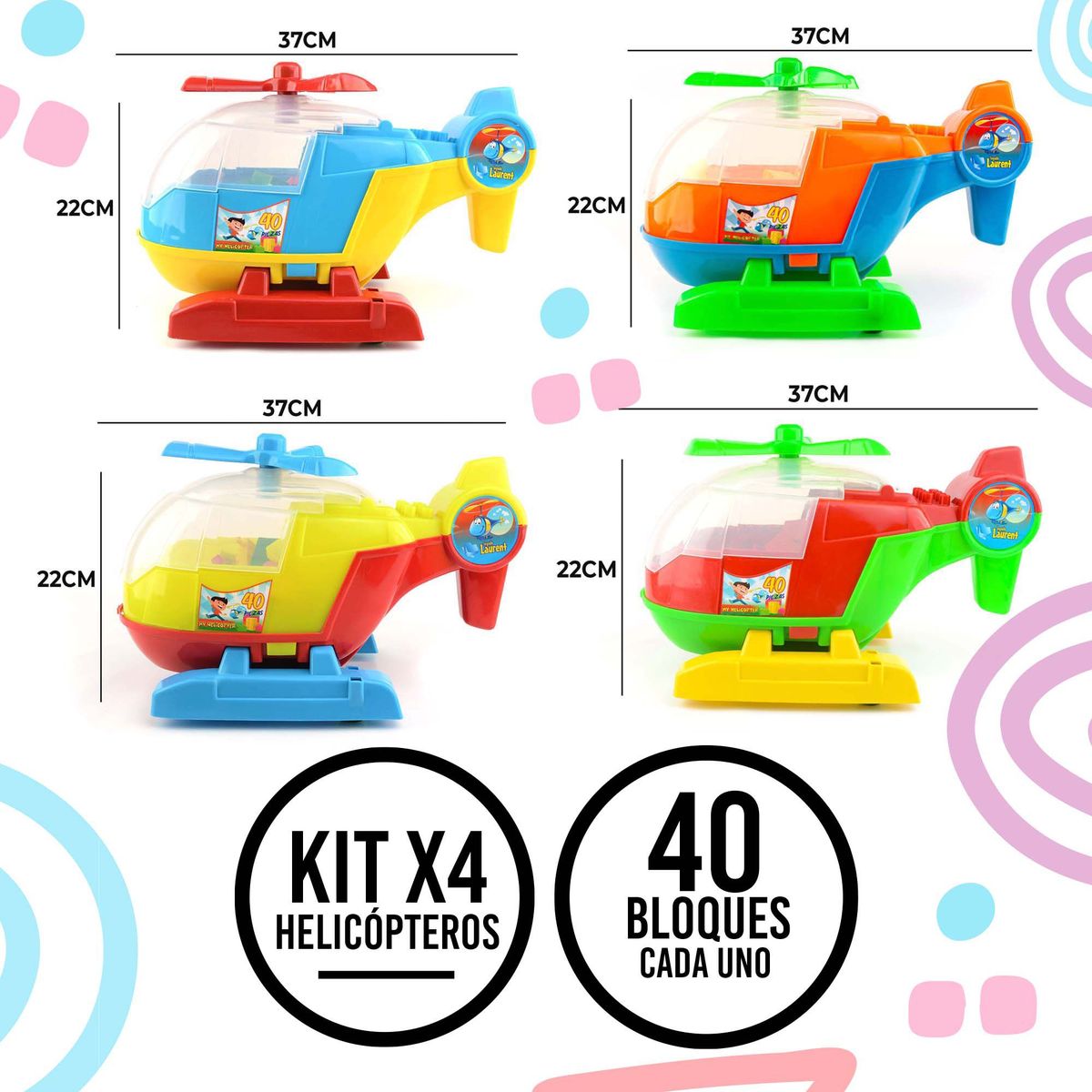 ENERGY PLUS - Kit x4 Helicópteros Didácticos Juguete creativo Infantil