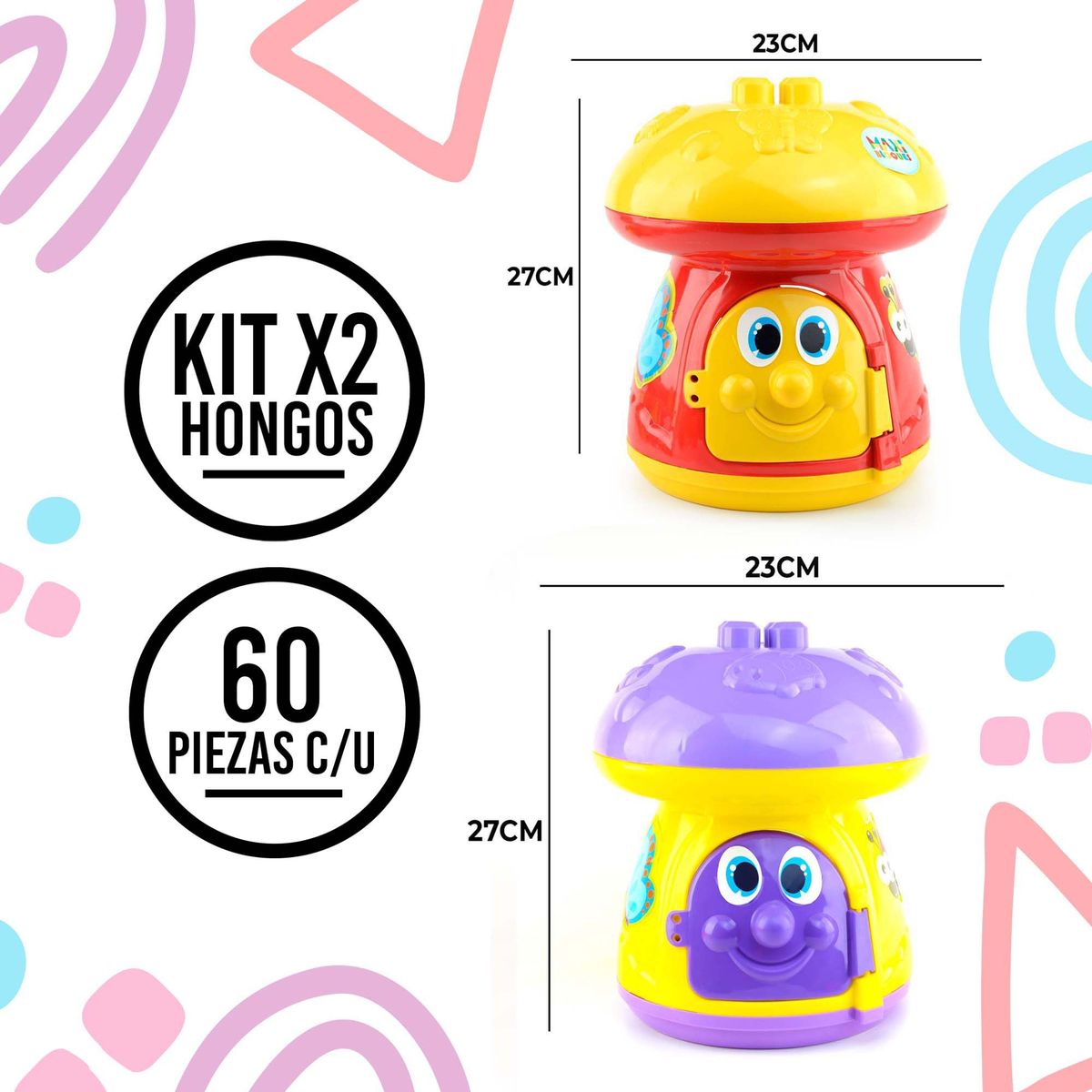 ENERGY PLUS - 2 Juguetes Hongo Didáctico 120 Piezas para Crear y Aprender