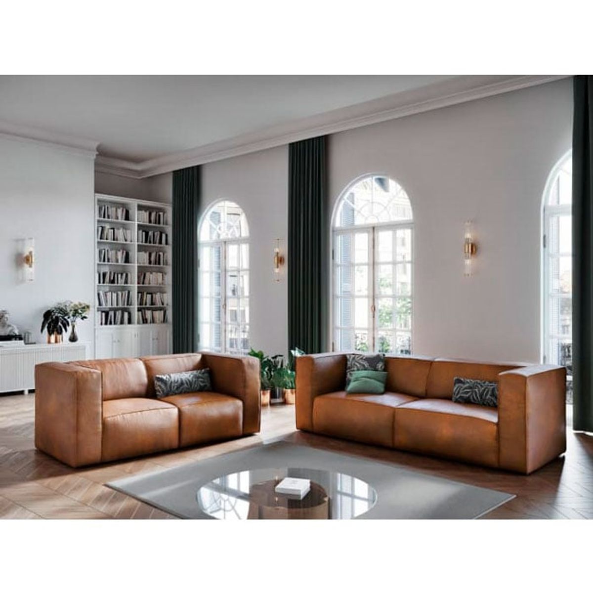 GENERICO - sofá en cuero sintético marrón piel color marrón_.