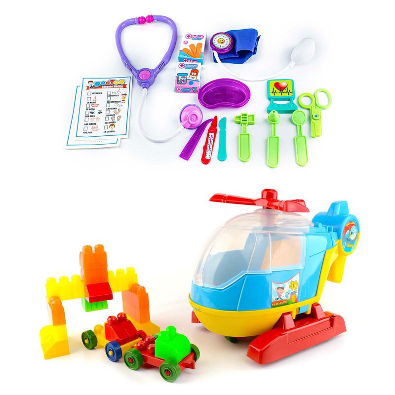 ENERGY PLUS - Doble Diversión Set Médico Infantil + Helicóptero didáctico