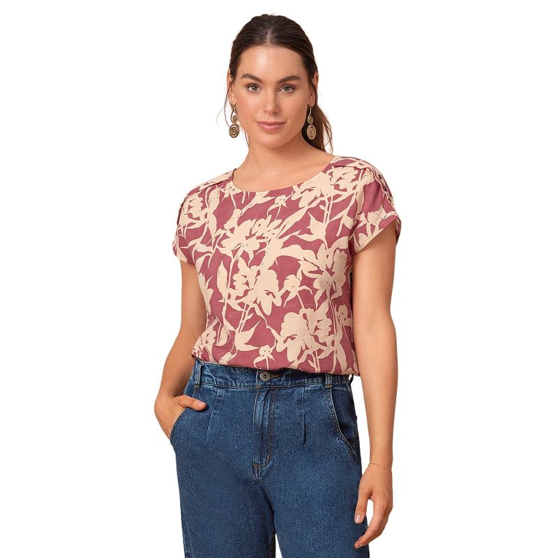 LEONISA - Blusa manga corta con charreteras fijas y botones en mangas
