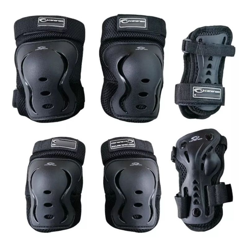 CANARIAM - Proteccion Patinaje Rodillera Coderas Guantes Skate Negro XS