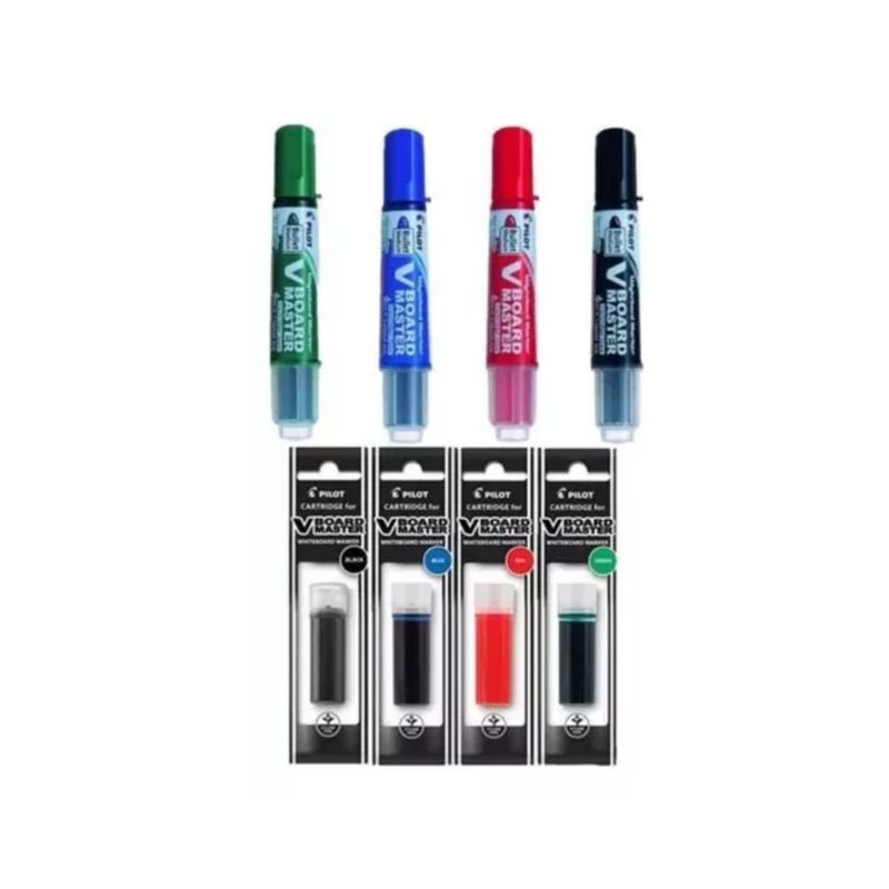 PILOT - Marcador Pilot Tablero Recargable Set X 4 Uds + Tintas