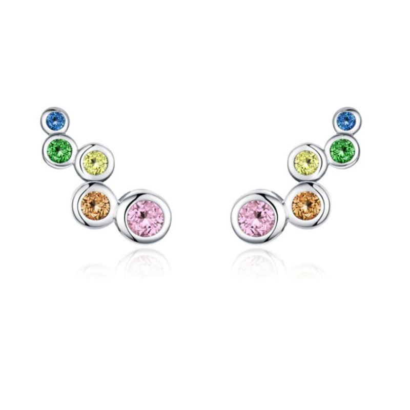ALHAJAS - Aretes Topos Alhajas Fiesta Con Circones Para Mujer En Plata 925