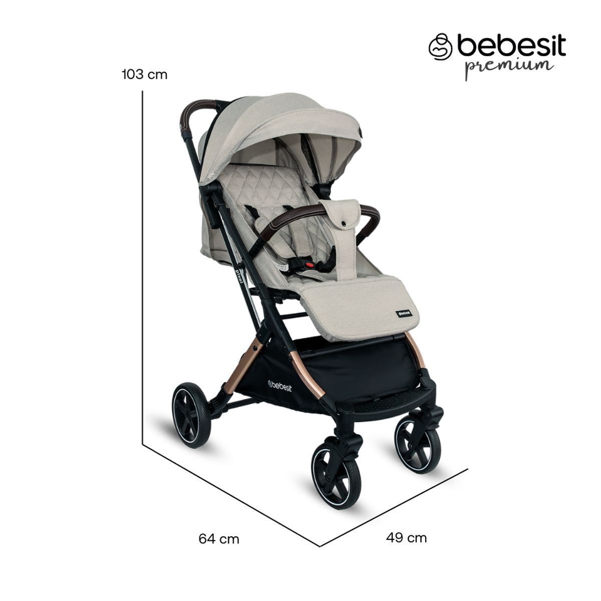 BEBESIT - Coche Para Bebe Paseador Tipo Maleta Bebesit Pixel Beige
