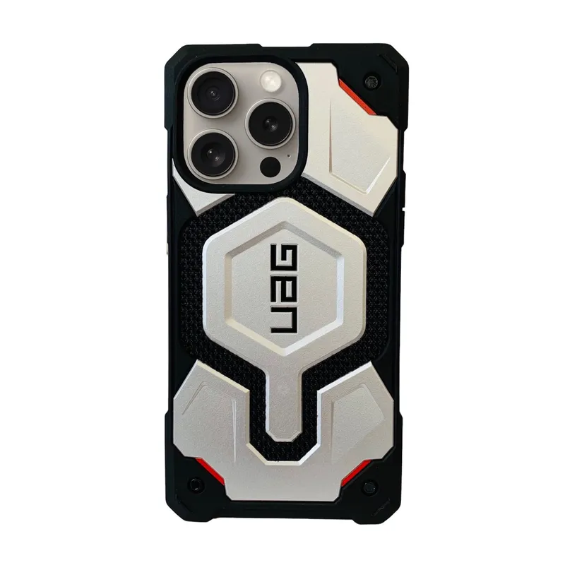 GENERICO - Estuche UAG Monarch Pro Para iPhone 15 Pro Max - Plateado con Negro
