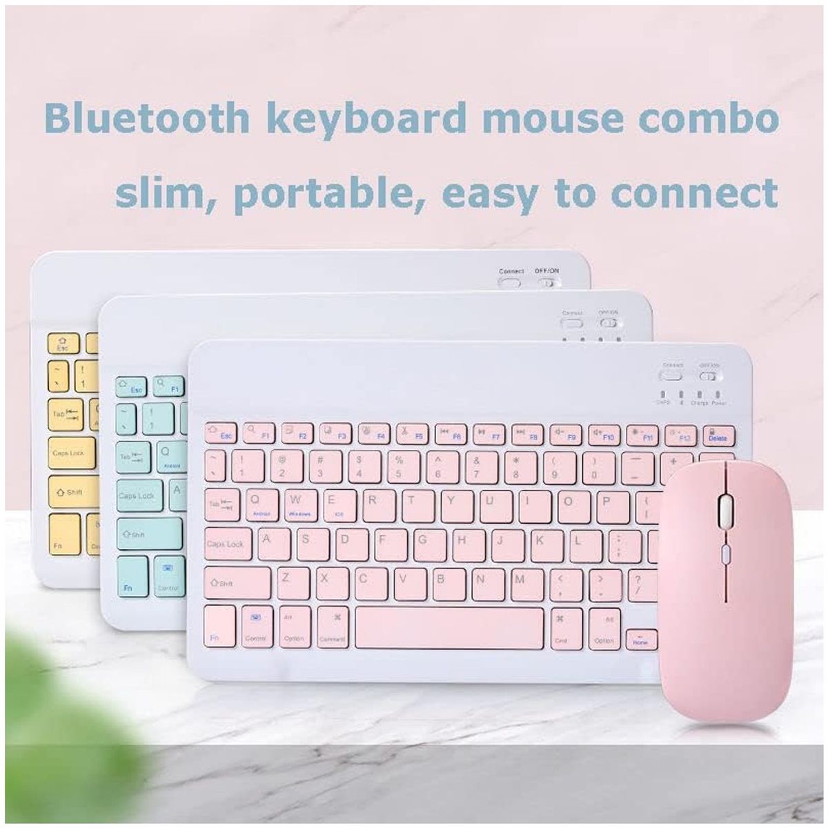 ONE PIXEL - Teclado Bluetooth Recargable Mouse Keyboard Color Pastel Kit