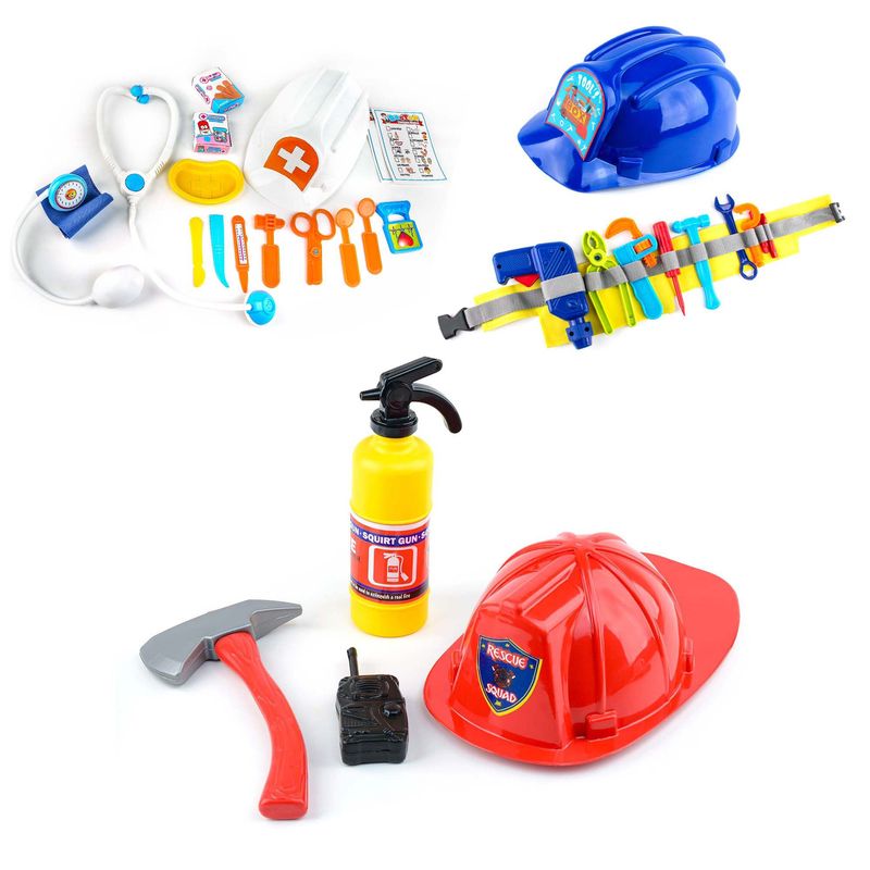 ENERGY PLUS - 3 Kits Juguetes didácticos Médico + Herramientas + Bomberos
