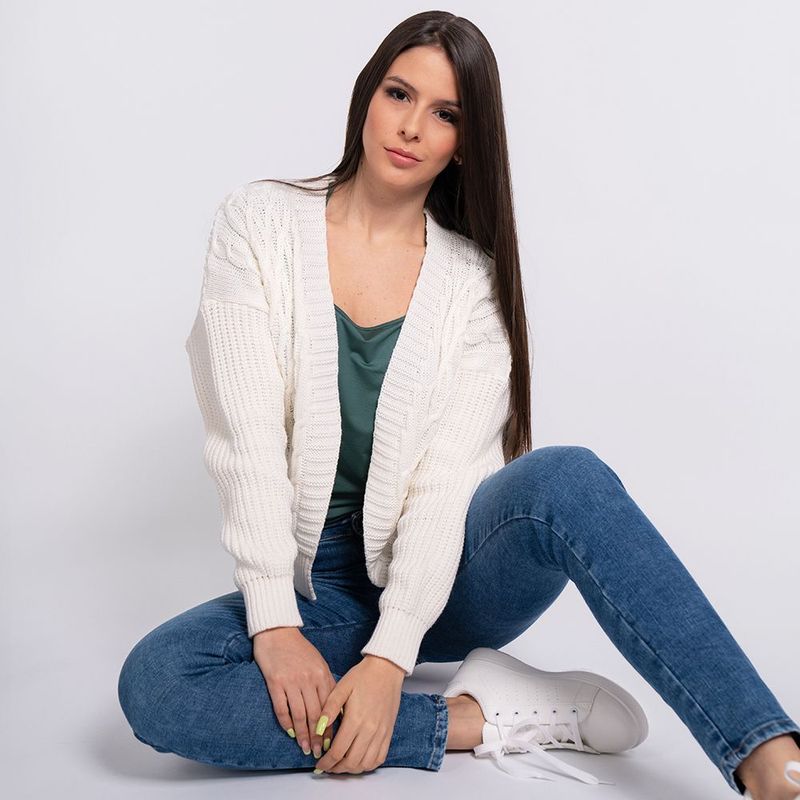 LEC LEE - Sweater Abierto Mujer Crudo Lec Lee