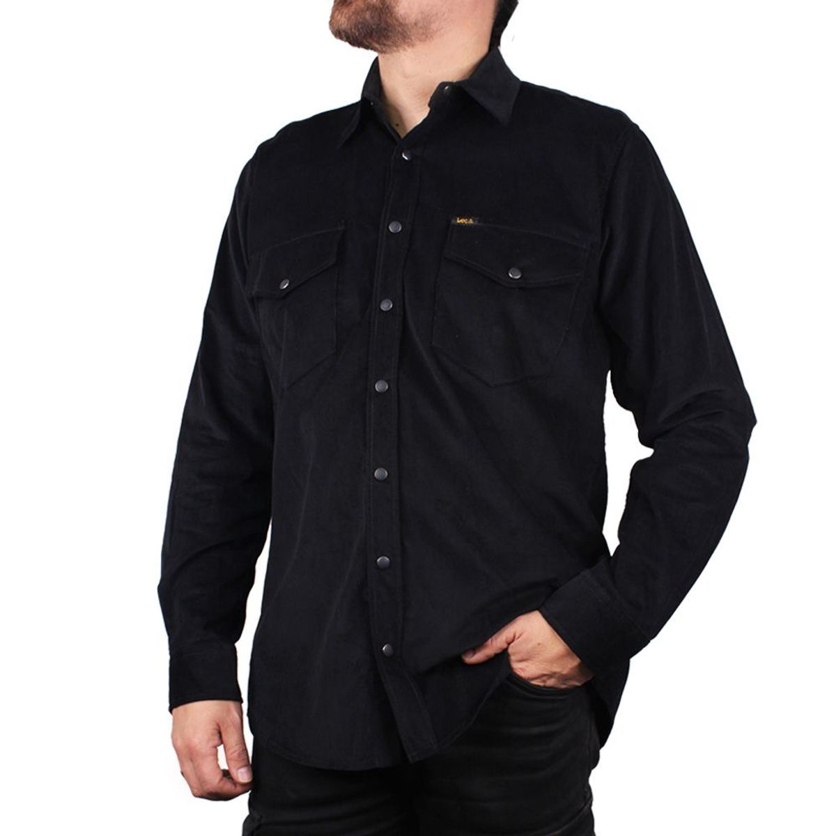 LEC LEE - Camisa en Pana Lec Lee - Negro.-