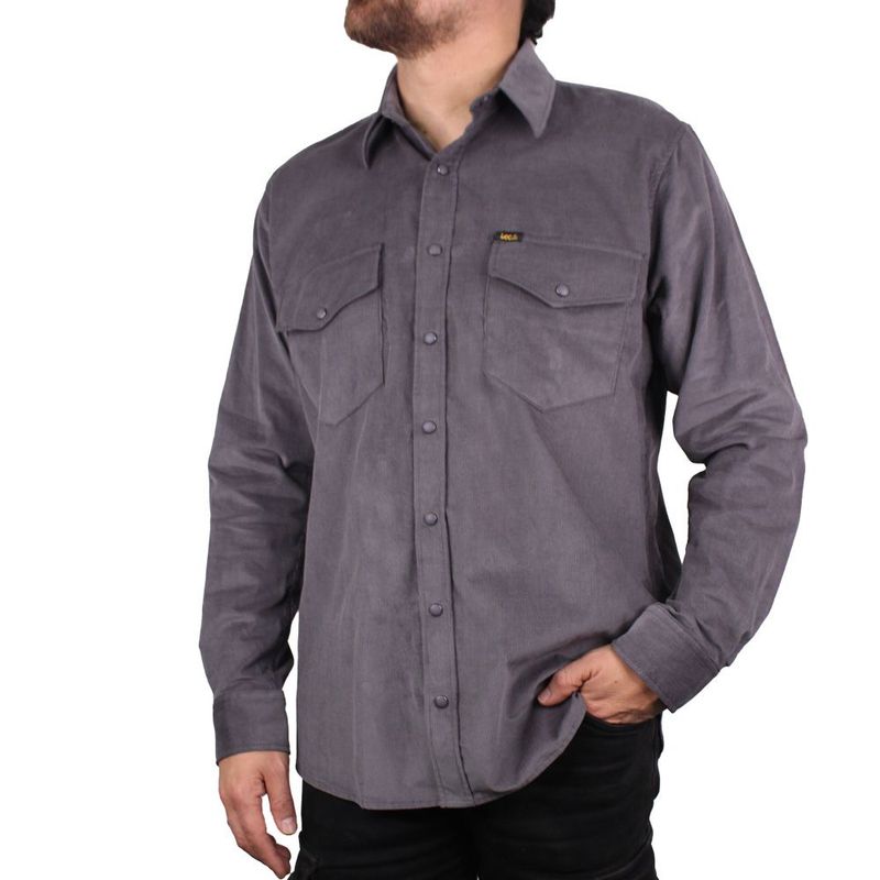 LEC LEE - Camisa En Pana Hombre Lec Lee gris-