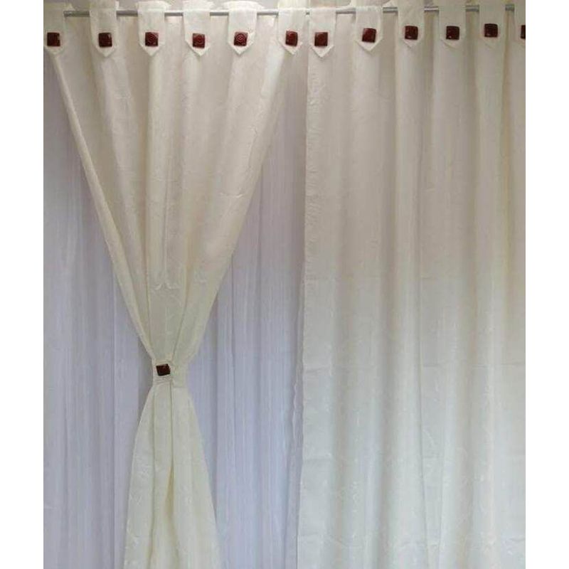 GENERICO - Cortinas Tela Jaquard En Boton 2.70 m Ancho x 2 m Alto Dividida Beige