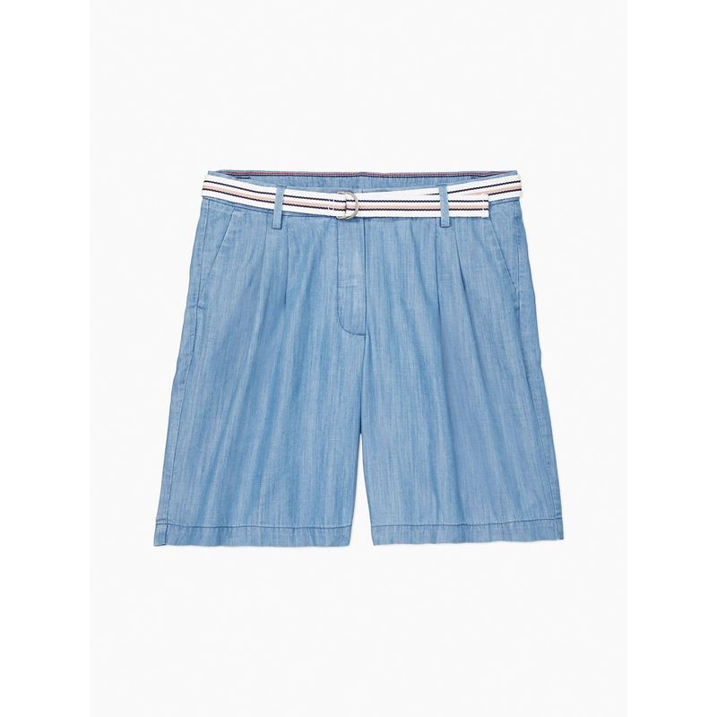 TOMMY HILFIGER - Bermudas Chino Cambray De Corte Sentado Mujer Azul Tommy Hilfiger