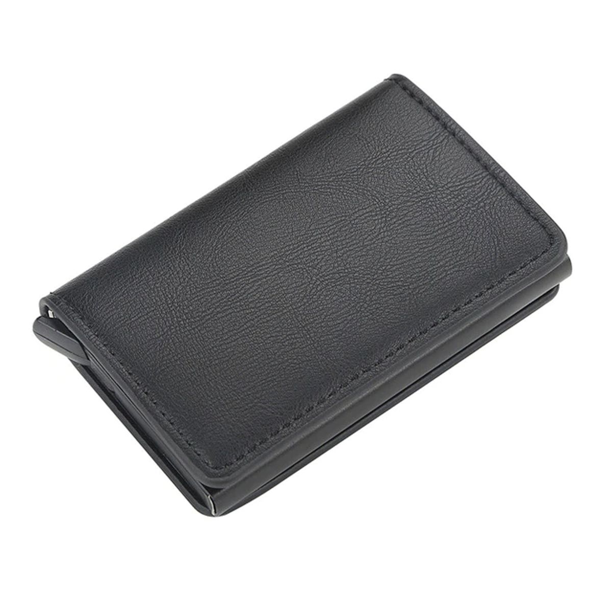 HOMETLY - Billetera Tarjetero Automático RFID Inteligente Cuero Hombre Mujer
